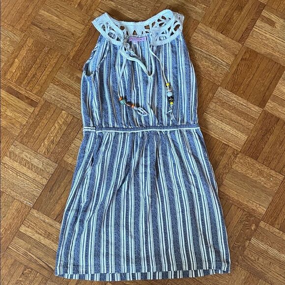 Calypso St. Barth Hobo Blue and White Sleeveless Halter Sundress, XS Boho - Picture 1 of 5